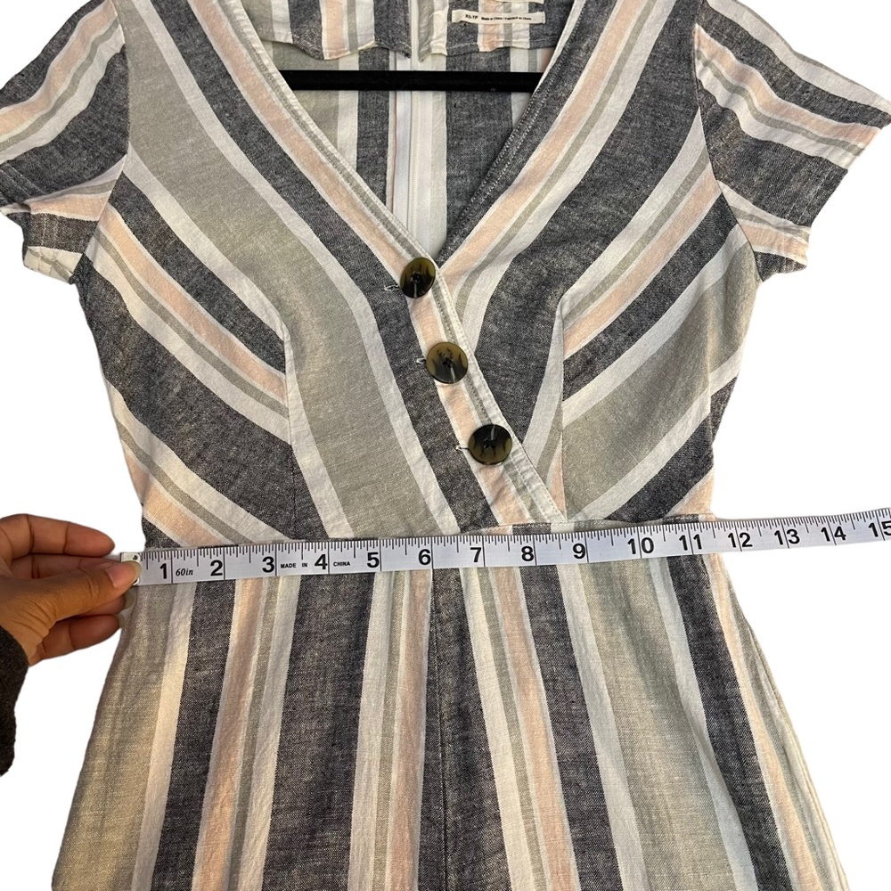 Urban Outfitters Linen striped surplice button Jumpsuit womens size XS - Picture 9 of 16